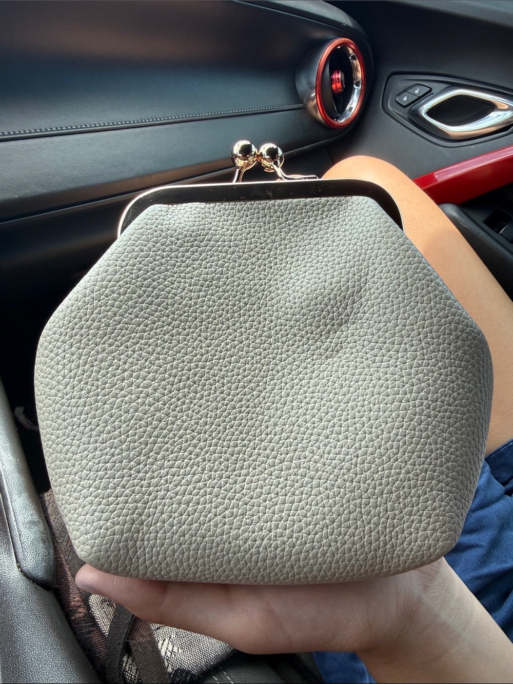 Classic Pebbled Gray Kiss-Lock Mini Clutch